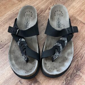 Mephisto Sandals Women Size 40 Brown Leather Strappy Comfort Cork Footbed France